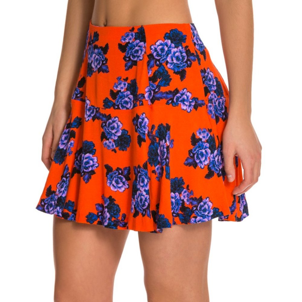 MINKPINK Dayglow Coral Floral Skirt SZ SMALL